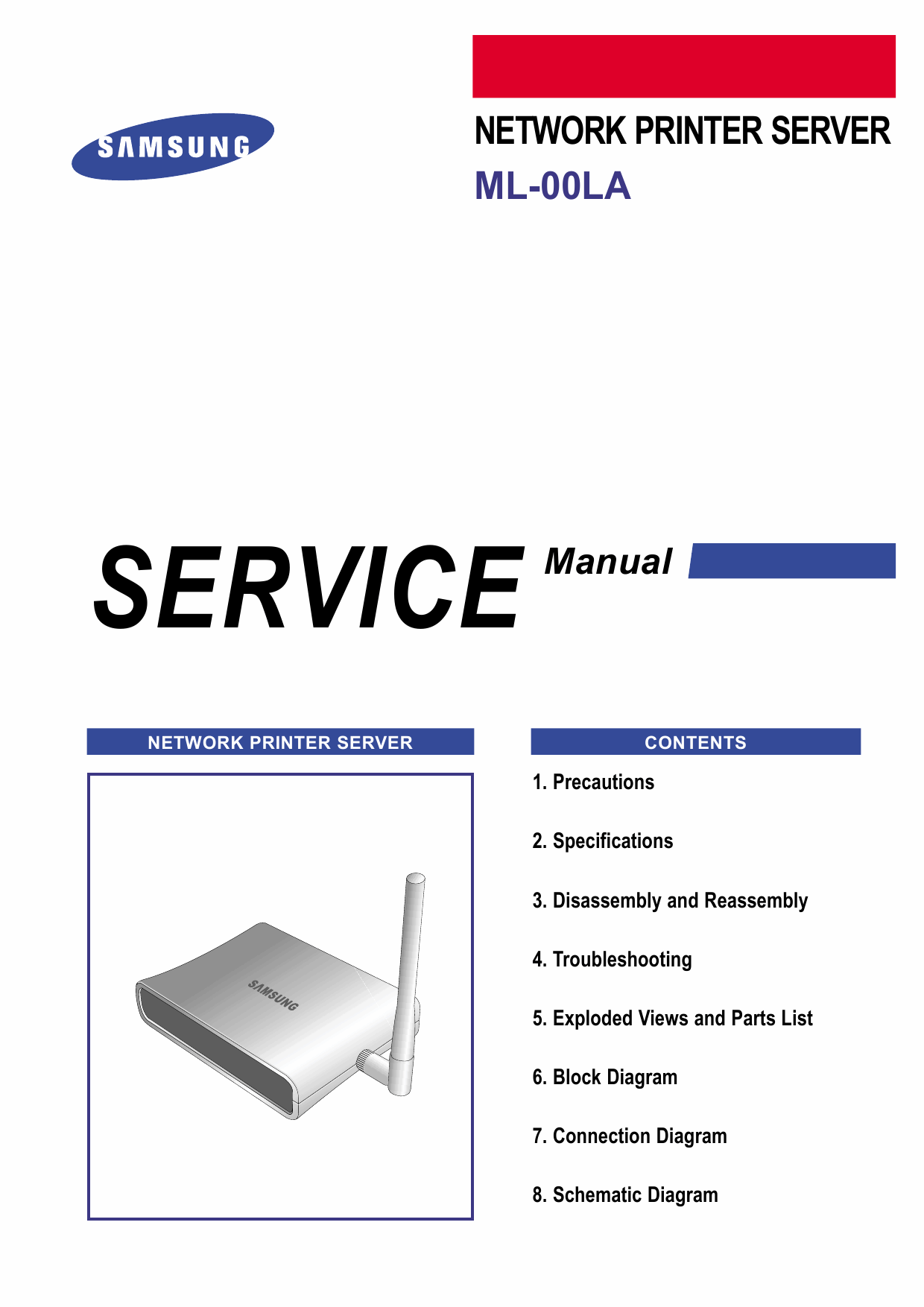 Samsung Network-Printer-Server ML-00LA Parts and Service Manual-1